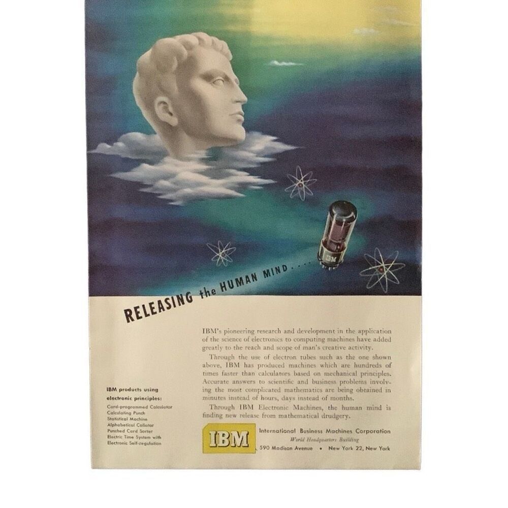 Vintage 1939 IBM Releasing The Hunan Mind Ad Advertisement